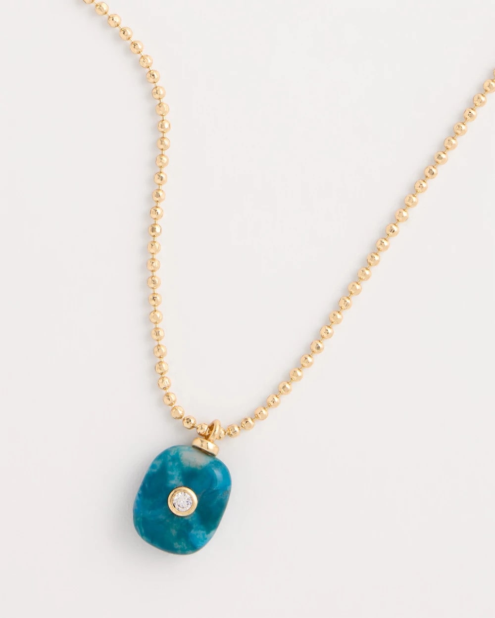 Chico's Outlet Teal Genuine Jade Stone Pendant Necklace