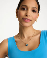 Chico's Outlet Teal Genuine Jade Stone Pendant Necklace