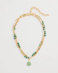 Chico's Discount Green Aventurine Stone Pendant Necklace