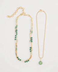 Chico's Discount Green Aventurine Stone Pendant Necklace