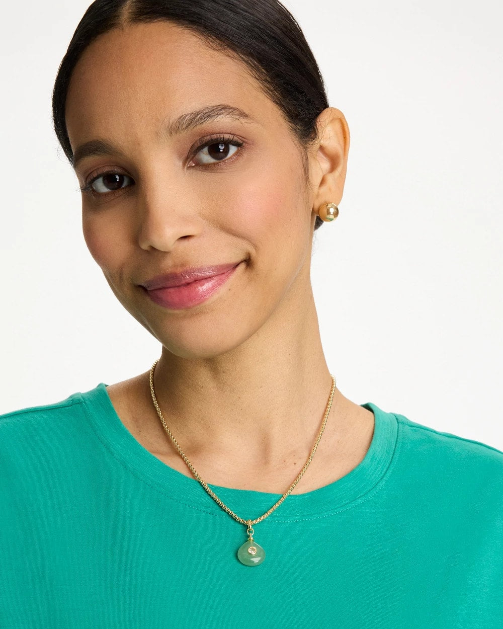 Chico's Discount Green Aventurine Stone Pendant Necklace