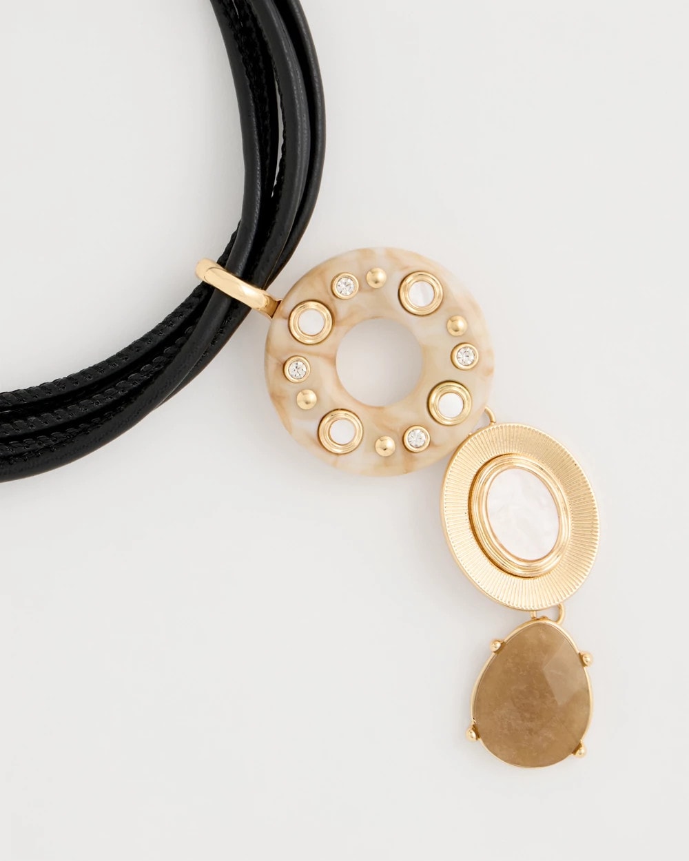 Chico's Sale Neutral Embellished Linear Corded Necklace