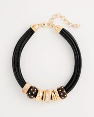 Chico's Online Neutral Embellished Rings Corded Necklace