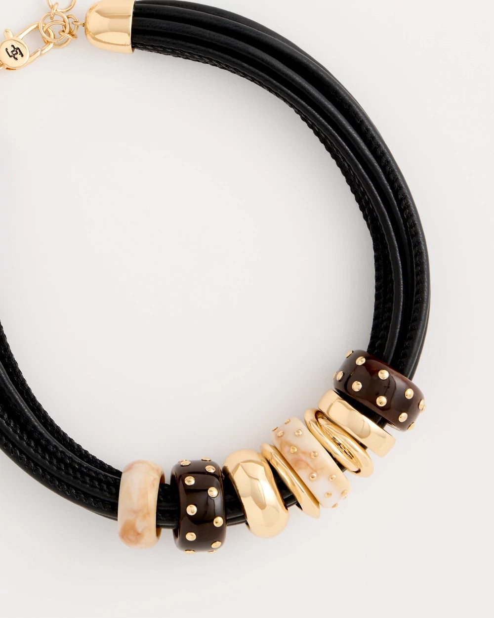 Chico's Online Neutral Embellished Rings Corded Necklace
