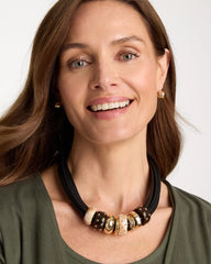 Chico's Online Neutral Embellished Rings Corded Necklace