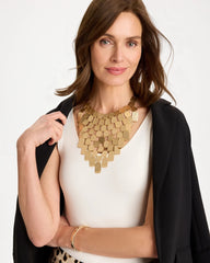 Chico's Outlet Gold Chico's Originals Hammered Bib Necklace