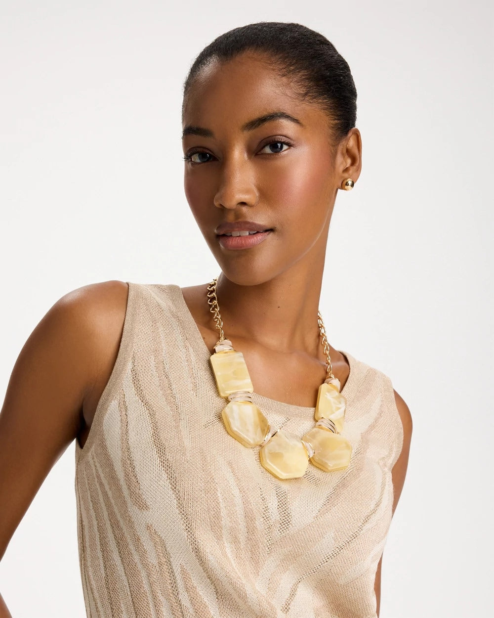 Chico's Sale Neutral Chico's Originals Neutral Stone Bib Necklace
