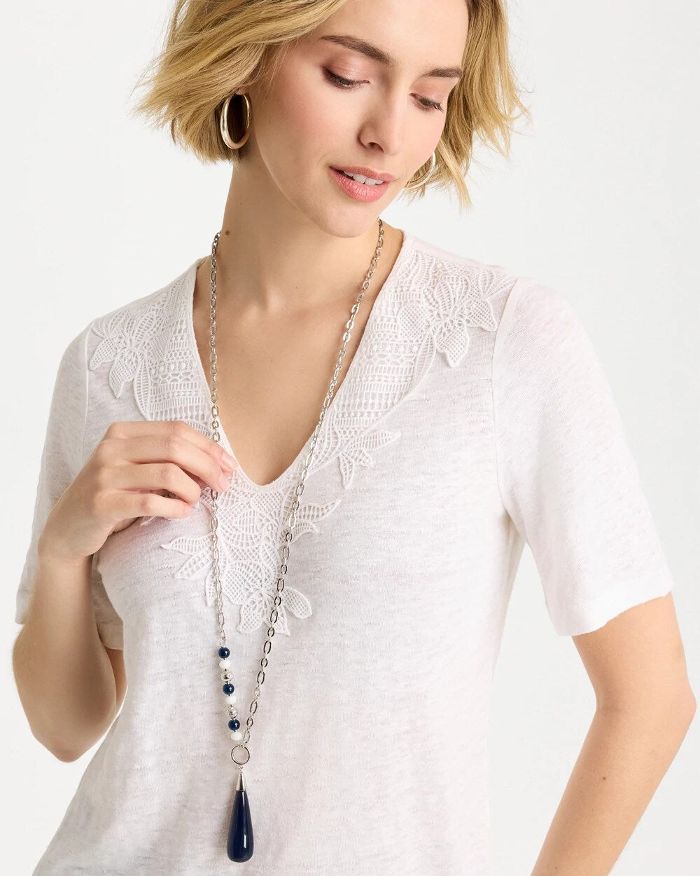 Chico's On Sale Blue Siren Teardrop Pendant Necklace