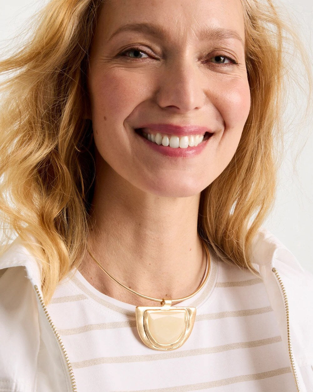 Chico's For Sale Gold White Enamel Collar Necklace