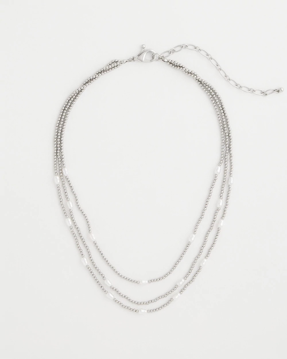 Chico's Online Silver Pearlescent Bead Ball Short Necklace