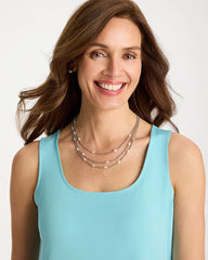 Chico's Online Silver Pearlescent Bead Ball Short Necklace