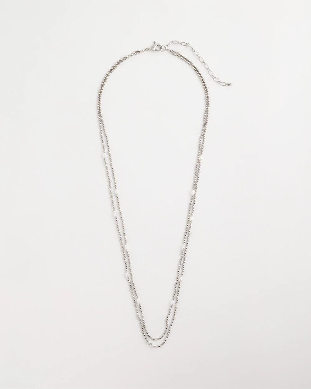 Chico's Discount Silver Pearlescent Bead Ball Long Necklace