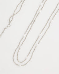 Chico's Discount Silver Pearlescent Bead Ball Long Necklace