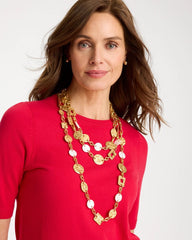 Chico's Sale Gold Pearl Hammered Short Necklace