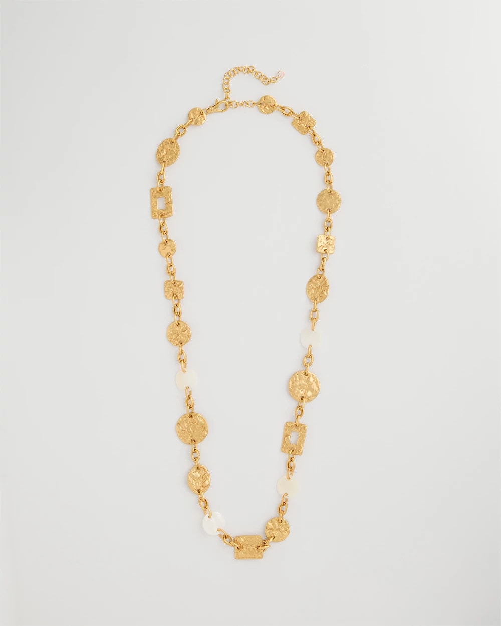 Chico's Outlet Gold Pearl Hammered Long Necklace