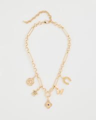 Chico's Online Gold Shiny Goldtone Novelty Charm Necklace