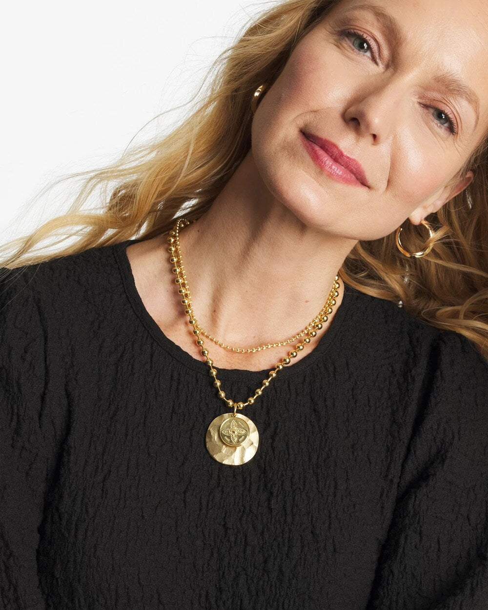 Chico's Outlet Gold Short Gold Ball Chain Pendant