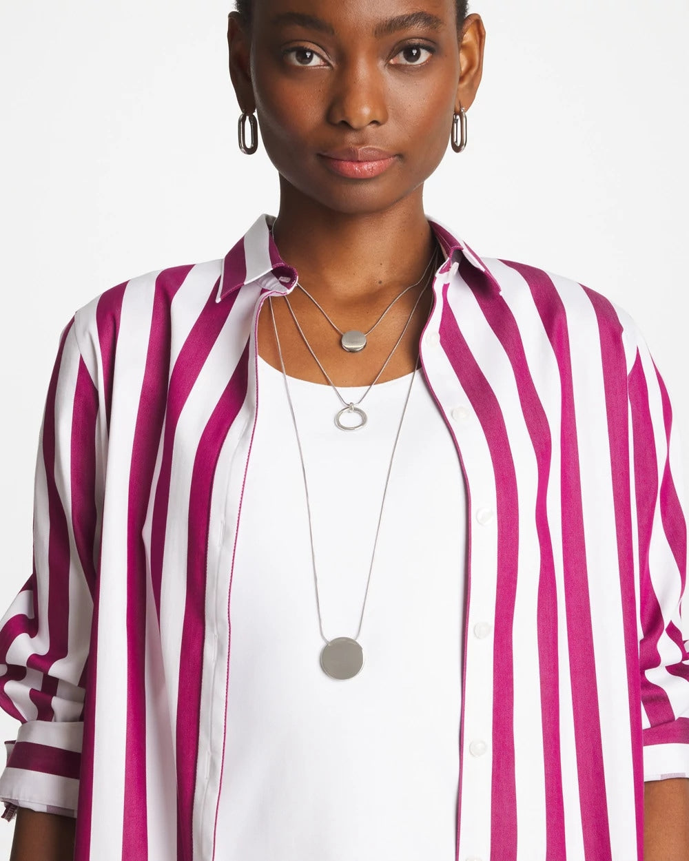 Chico's Discount Silver Silver Triple Pendant Necklace
