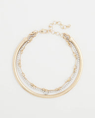Chico's Sale Mixed Metals Mixed Metal Link Triple-Strand Necklace