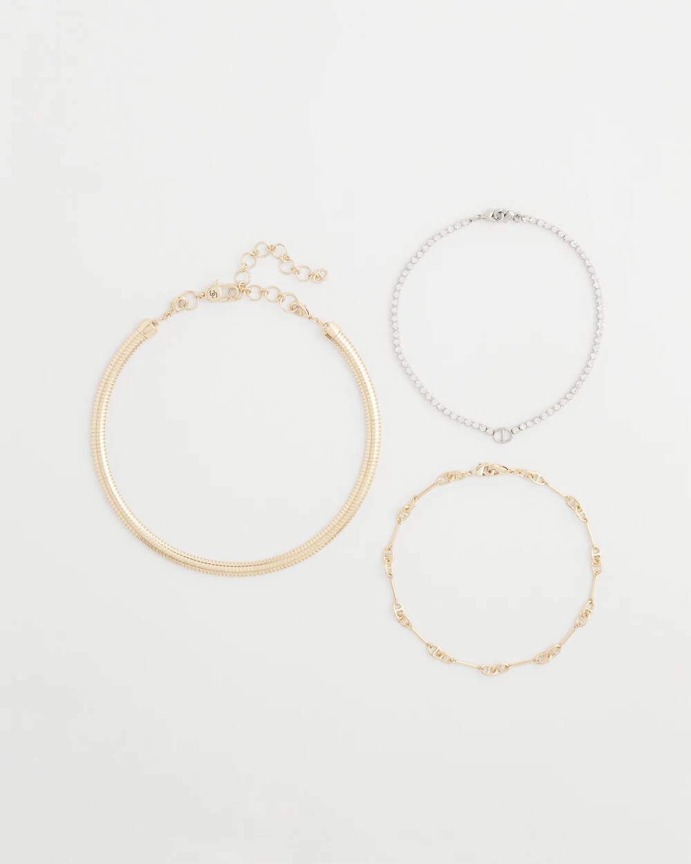 Chico's Sale Mixed Metals Mixed Metal Link Triple-Strand Necklace