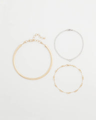 Chico's Sale Mixed Metals Mixed Metal Link Triple-Strand Necklace