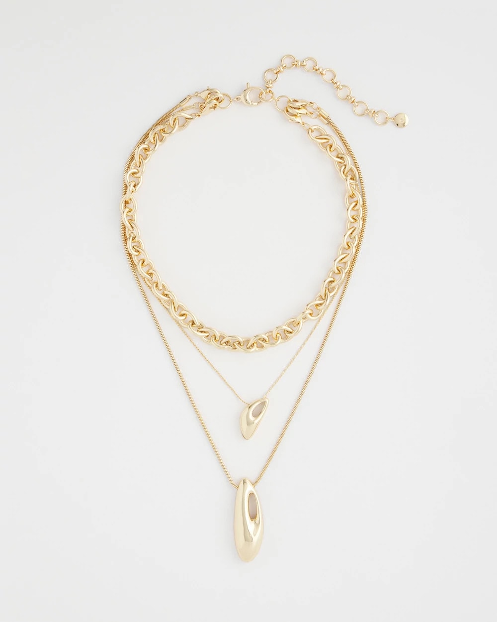 Chico's Outlet Gold Convertible Three-Strand Pendant Necklace