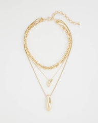 Chico's Outlet Gold Convertible Three-Strand Pendant Necklace