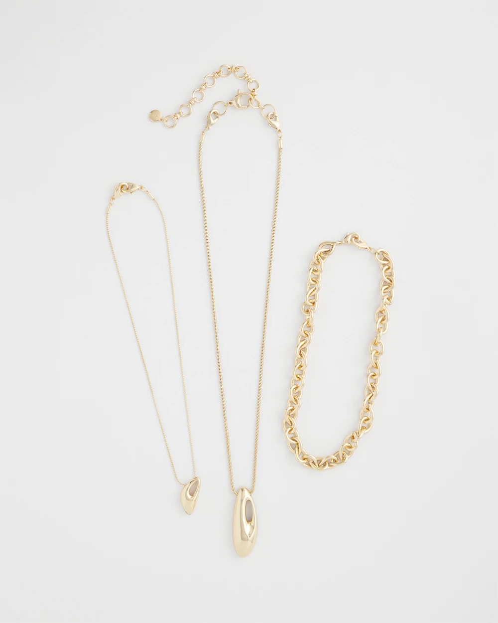 Chico's Outlet Gold Convertible Three-Strand Pendant Necklace