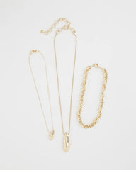 Chico's Outlet Gold Convertible Three-Strand Pendant Necklace