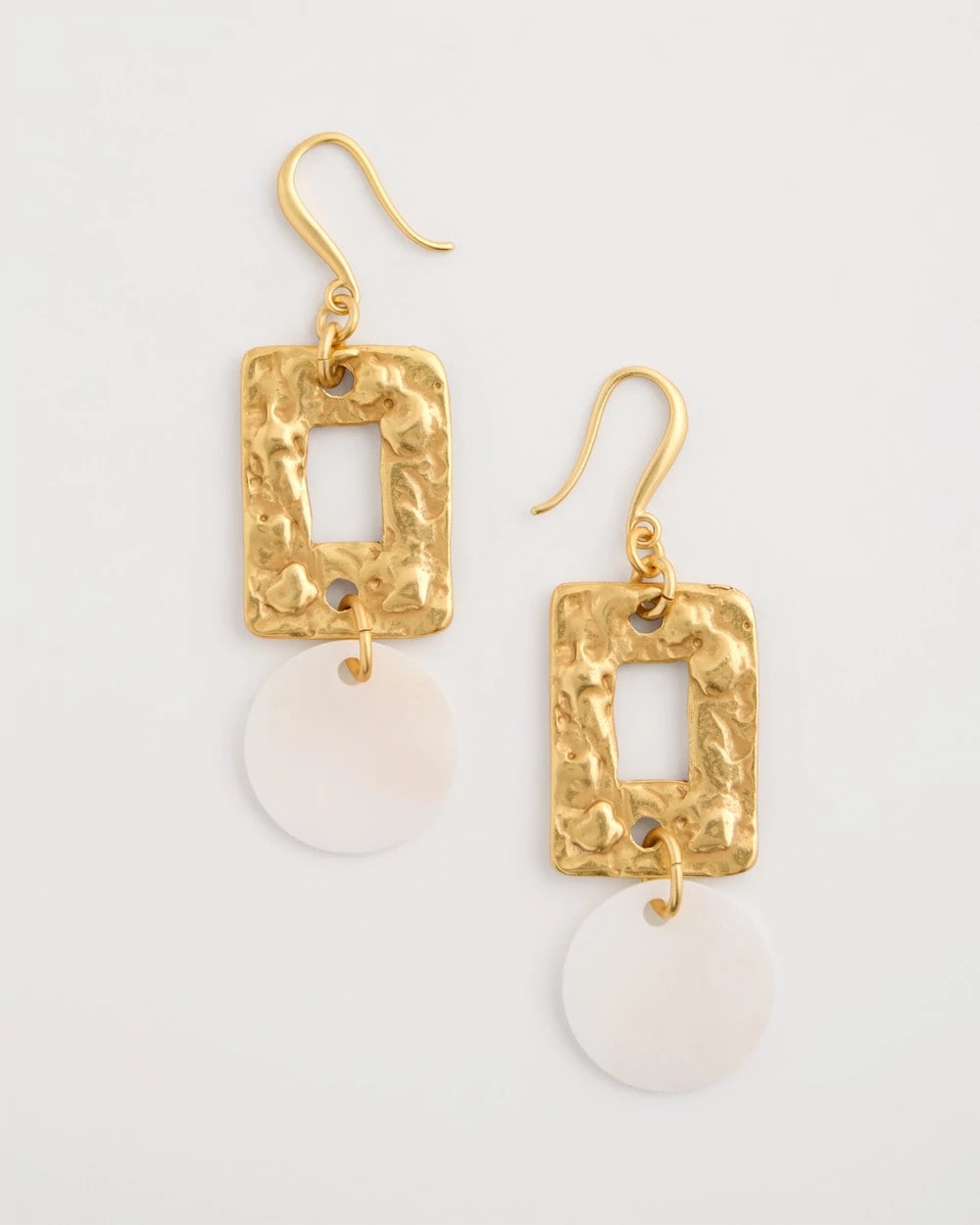 Chico's On Sale Gold Pearl Hammered Drop Earrings
