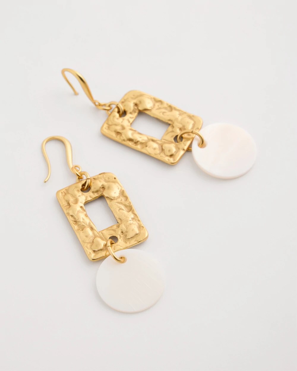 Chico's On Sale Gold Pearl Hammered Drop Earrings