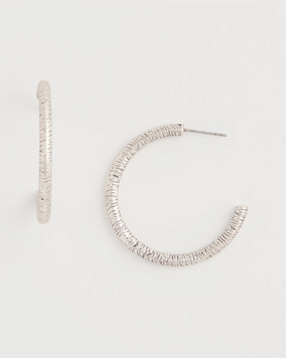 Chico's Discount Silver Silvertone Textured Hoop Earrings