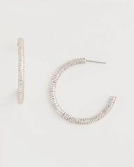 Chico's Discount Silver Silvertone Textured Hoop Earrings