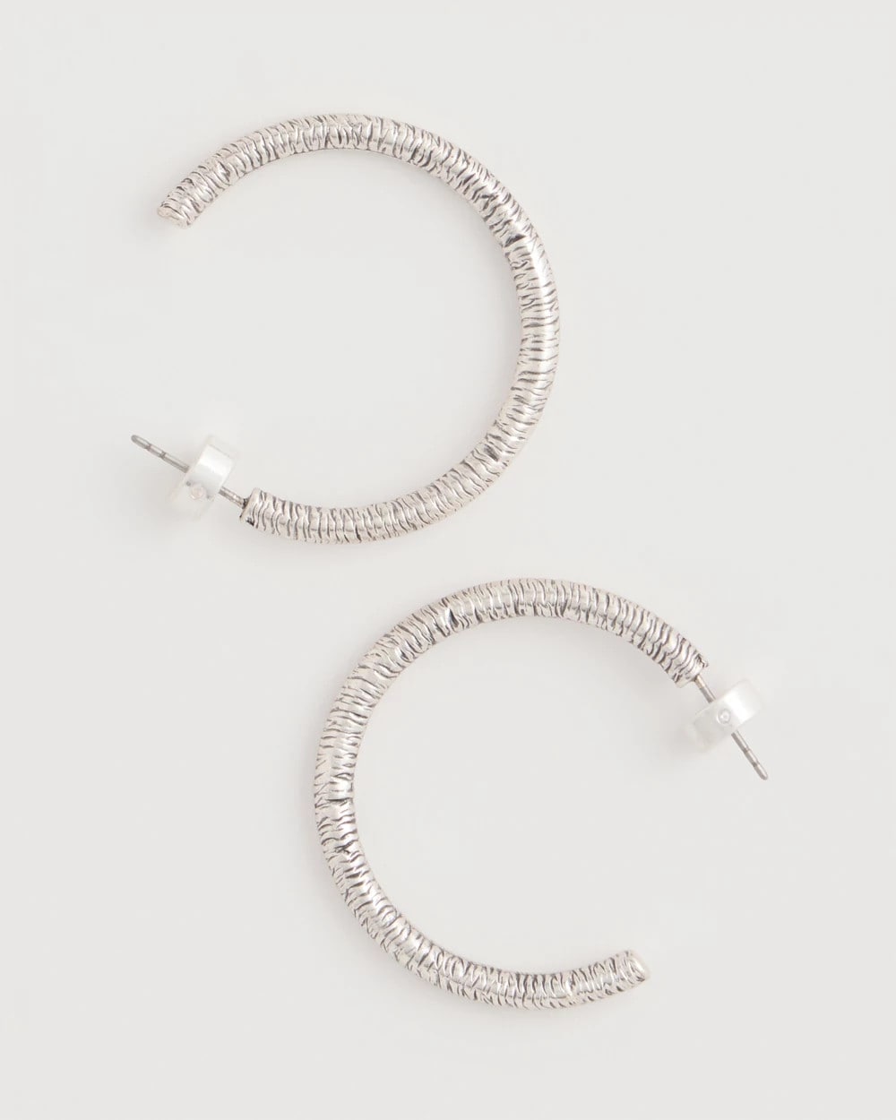 Chico's Discount Silver Silvertone Textured Hoop Earrings