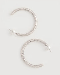 Chico's Discount Silver Silvertone Textured Hoop Earrings
