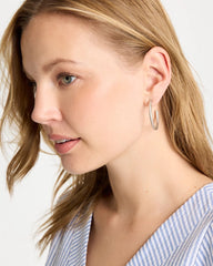 Chico's Discount Silver Silvertone Textured Hoop Earrings