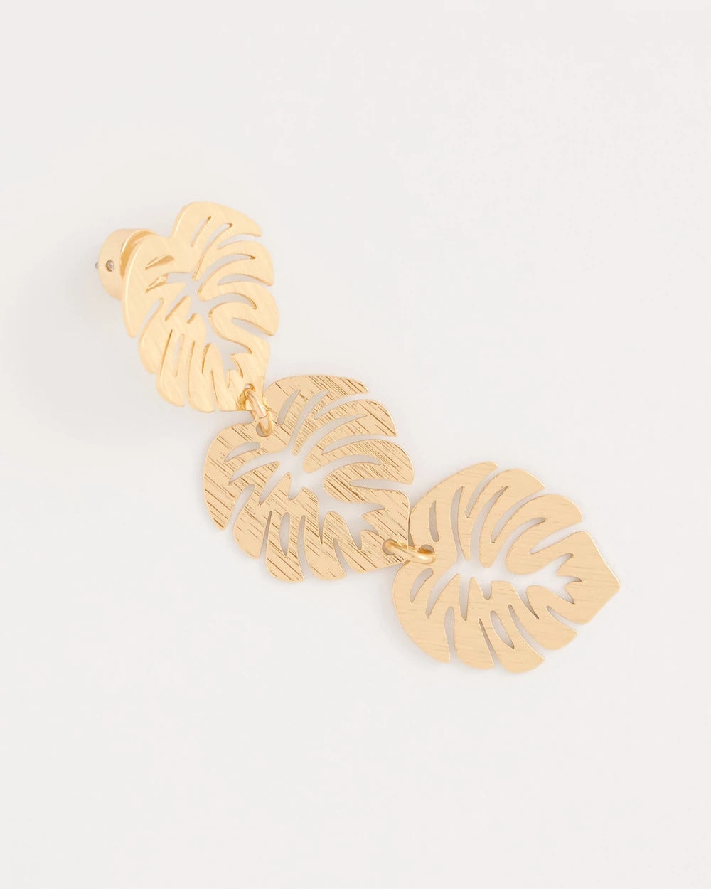 Chico's Outlet Gold Palm Frond Linear Drop Earrings