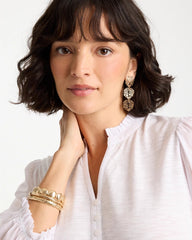Chico's Outlet Gold Palm Frond Linear Drop Earrings