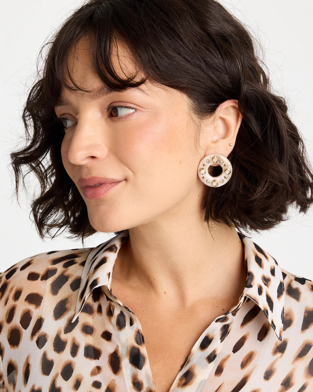 Chico's Online Neutral Embellished Neutral Stud Earrings