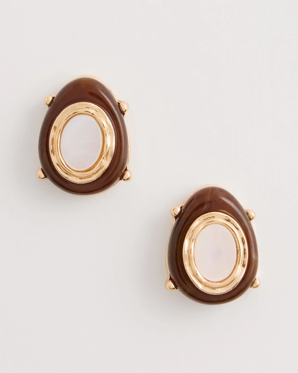 Chico's Outlet Brown Genuine River Shell Stud Earrings