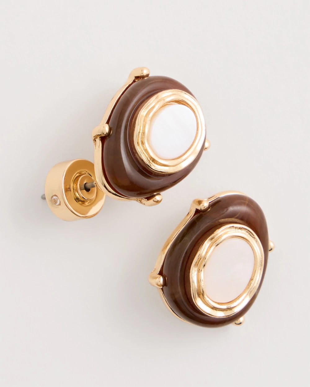 Chico's Outlet Brown Genuine River Shell Stud Earrings