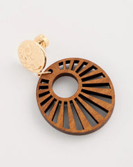 Chico's Online Brown Wood Carved Sun Drop Earrings