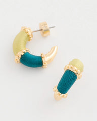 Chico's Discount Green Goldtone Two-Tone Threaded Hoop Earrings