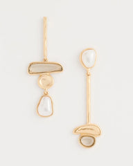 Chico's Discount Pearl Asymmetrical Pearlescent Linear Earrings
