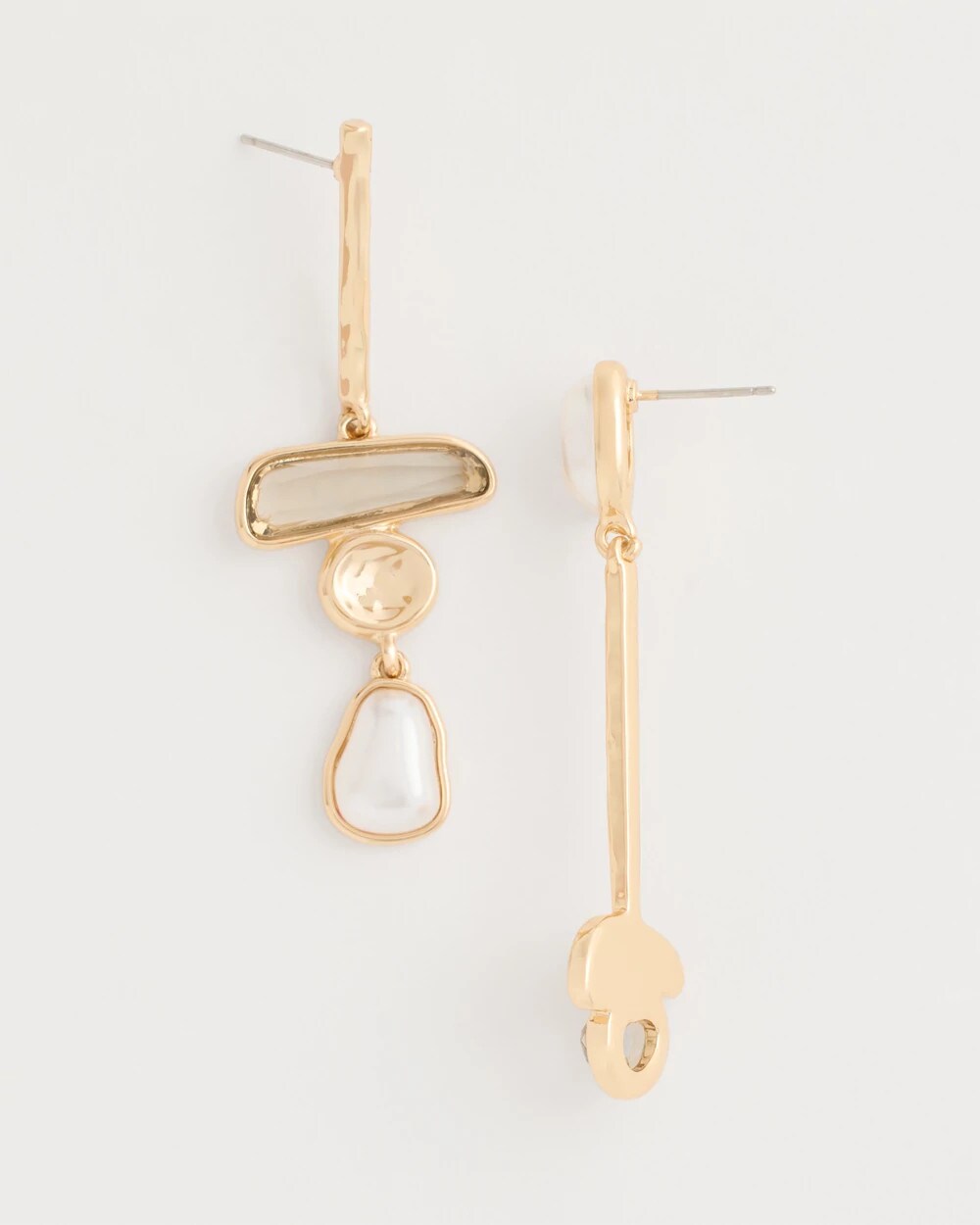 Chico's Discount Pearl Asymmetrical Pearlescent Linear Earrings
