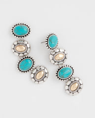 Chico's For Sale Turquoise Turquoise Mixed Metal Linear Earrings