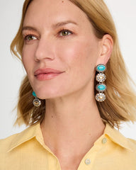 Chico's For Sale Turquoise Turquoise Mixed Metal Linear Earrings