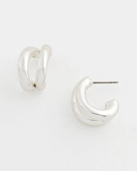 Chico's Discount Silver Silver Double Mini Hoop Earrings