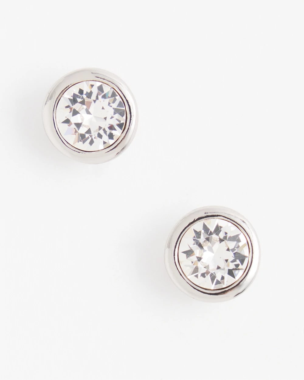 Chico's Outlet Silver Silver Tone Crystal Stud Earrings