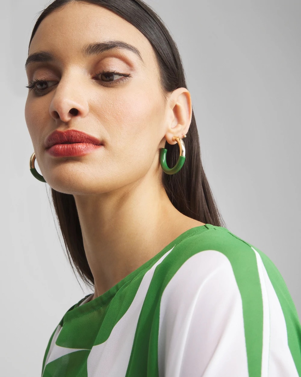 Chico's Online Verdant Green No Droop™ Green Dipped Hoops